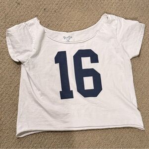 Brandy Melville White Tee with Navy Graphic